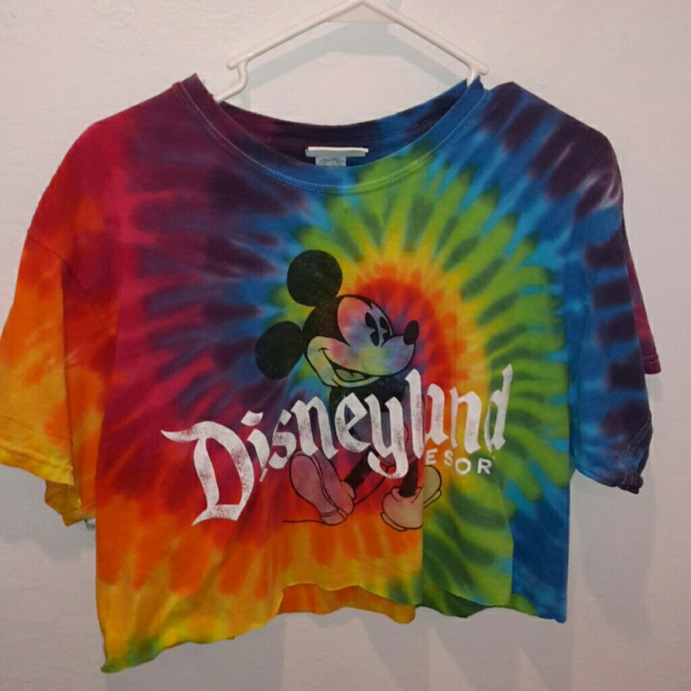 CUSTOM MADE Tie dye Disneyland cropped tshirt